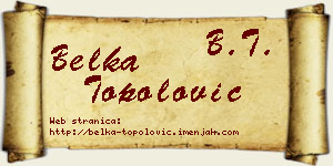 Belka Topolović vizit kartica